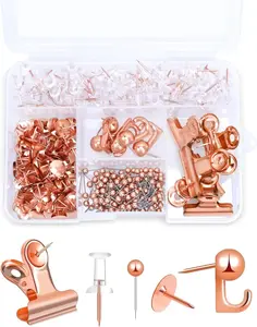 310 Pcs Gold Push Pins Set, Decorative Push Pins for Cork Board with Push Pin Hook Thumb Tacks for Photo Wall, Feature Wall, Travel Map, Bulletin Board, Office or Home, 5 Styles