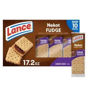 Lance Sandwich Crackers, Malt with Peanut Butter, 10 Individually Wrapped Packs, 6 Sandwiches Each