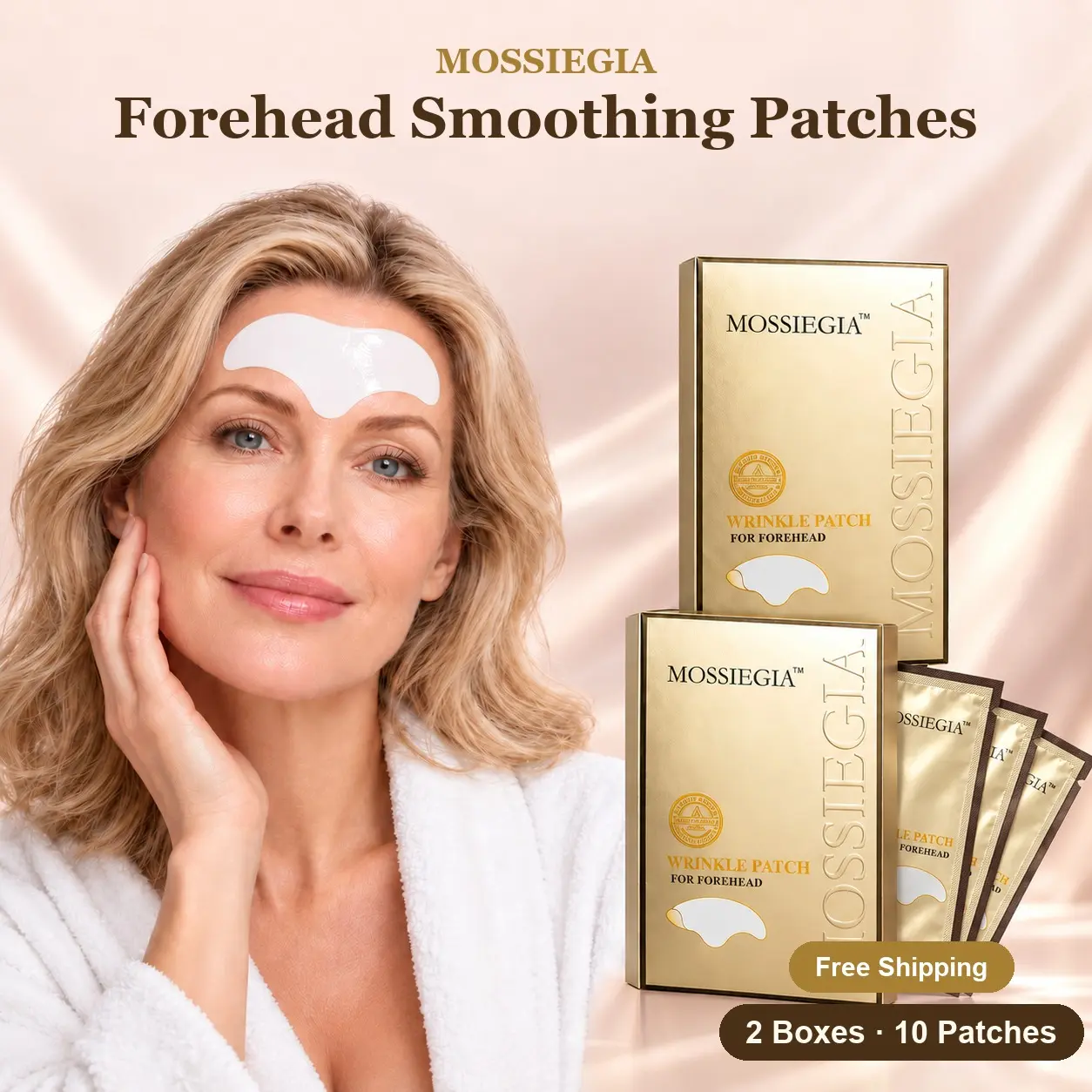 Wrinkle Smoothing Forehead Patches – Triple Collagen & Peptide Hydrogel Patches for Forehead & Between Eyes, Smooths the Look of Fine Lines (10 PCS) - MossieLift by MOSSIEGIA