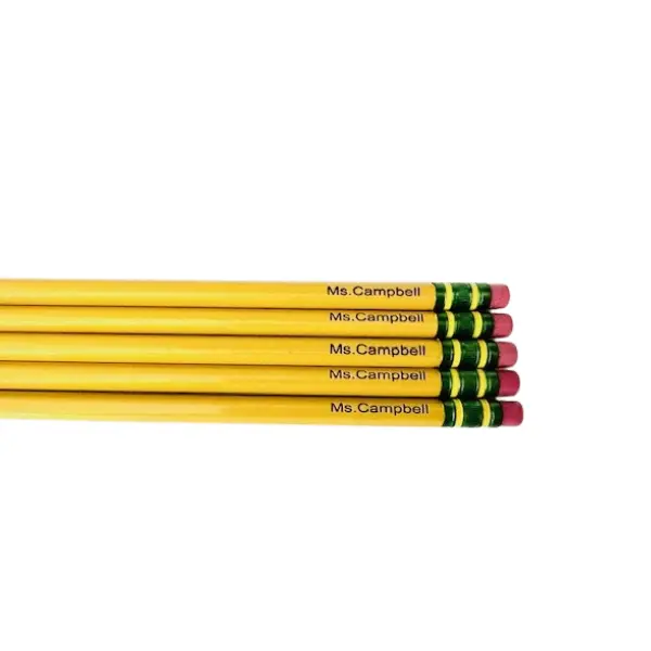 Personalized Engraved Pencils Custom Name #2 Back to School Stationery Yellow Colorful Writing Tools,