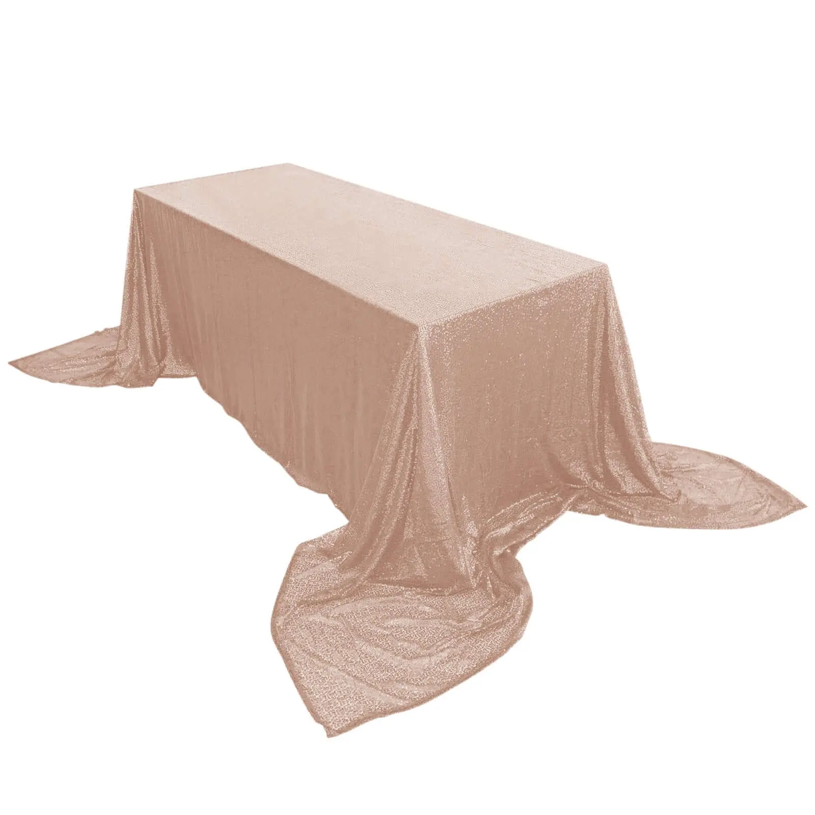 Rose Gold Sequin Rectangle Tablecloth, 90x156in Seamless Table Cover for Wedding, Party Decoration