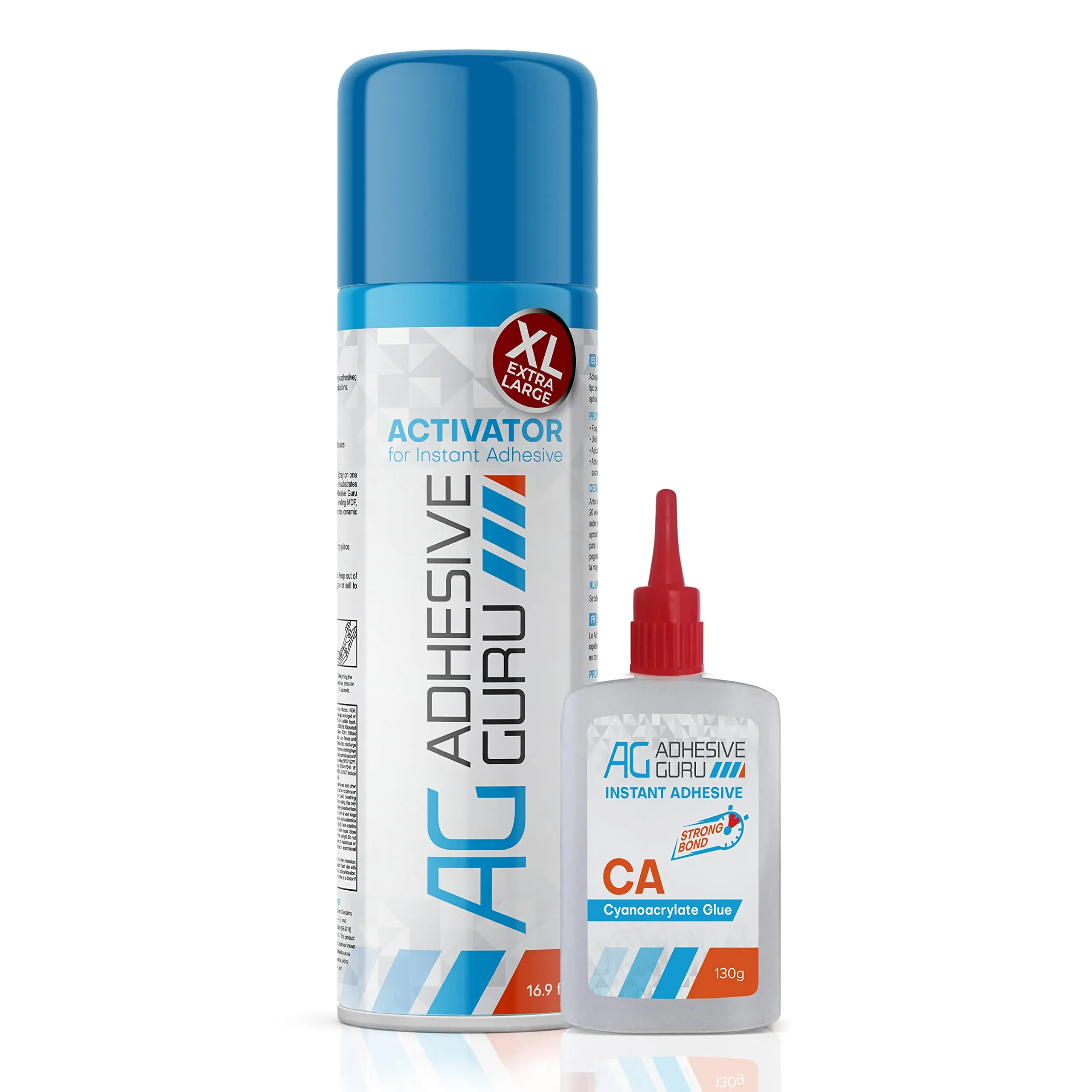 ADHESIVE GURU AG250 High Strength CA Glue with Activator, 4.5 oz & 16.9 fl oz Strong Instant Bond Adhesive, High Strength Glue