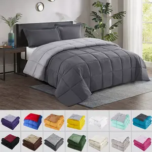 HIG 3PC Down Alternative Comforter Set - All Season Reversible Comforter with Two Shams happy  fluffy cloud bed
