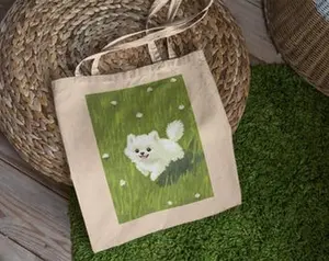 Pomeranian Puppy Tote Bag - Aesthetic Tote Bag, Tote Bag Gift, Cute Tote Bag, Best Tote Bag, Canvas Bag, Book Bag, Grocery Bag, Tote Bag #1406