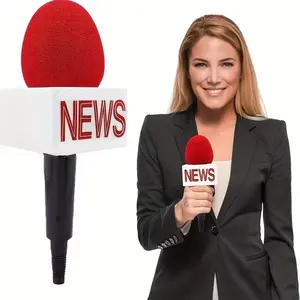 Fake Microphone Photo Prop Host Mic, Ideal for Journalists, Streamers, Halloween Costumes, Holiday Events, Party Supplies