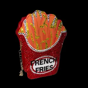 French Fries Custom Sparkly Clutch Bag