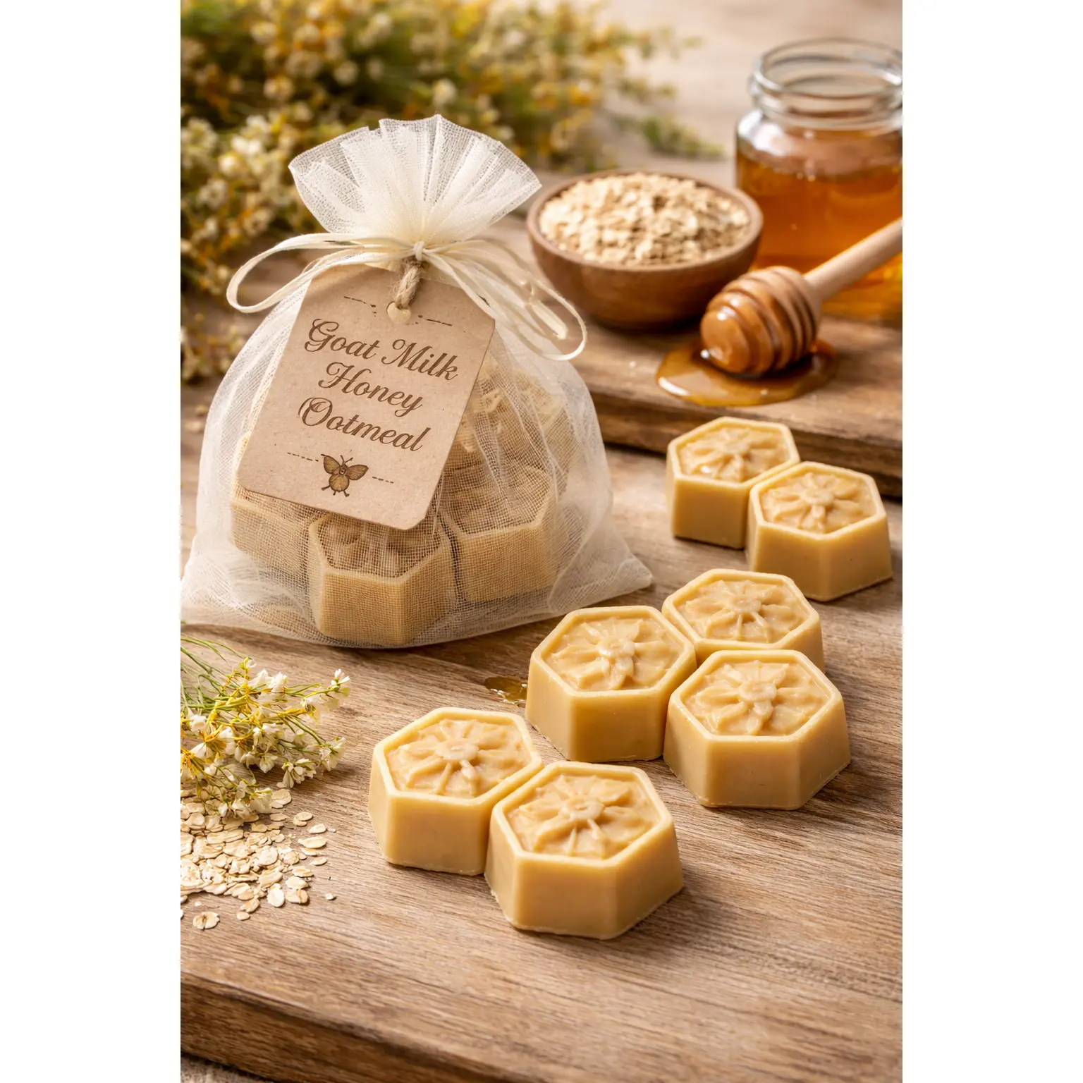 Mini Goat Milk Honey Oat Cleanser Soap - Colloidal Oatmeal, Daily Gentle Cleansing, Naturally Derived Eco-Friendly Sensitive Skin Bath Body Care (2 or 27 Piece Sets)