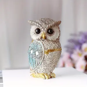 Elegant Resin Owl Decorative Figurine, Classic Diamond Eyes, Standing Design, Accents, Home Office Wedding Festival Decoration, Ornaments, Home Decor Statue
