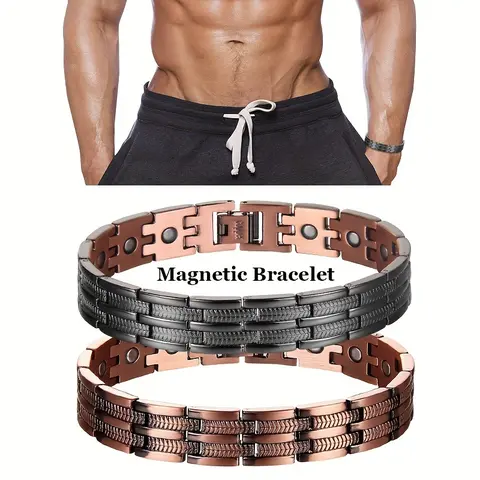 1 Pc Mens Copper Bracelet,Copper Magnetic Bracelet with 3500 Gauss Magnet,Adjustable Jewelry Gift