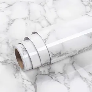 Marble Pattern Self Adhesive Kitchen Countertop Wallpaper, 1 Count Waterproof & Oil-proof Removable Wallpaper, Decorative Wallpaper for Home Kitchen Living Room