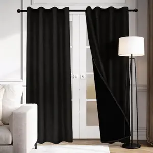 1pc 100% Blackout Curtains with Black Coating Backing for Total Light Blocking Thermal Insulated Privacy Protect Window Drapes Grommet Top Single Panel for Night Shift Workers and Bedroom Home Decor Blackout Window Cover
