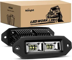 Nilight 2Pcs 40W Aluminum Diecast Flush Mount LED Pod Set - Auxiliary Lights, IP67 Rated Off Road Backup/Foglight, Light Bulbs for Vehicle Bumpers, ATV