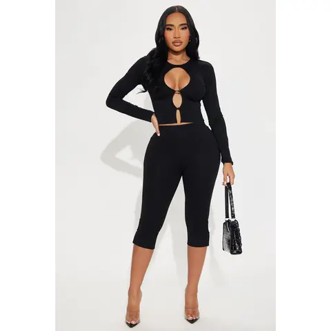 Mia Date Night Capri Pant Set - Black