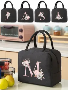 Letter Pattern Lunch Bag, Portable Insulated Lunch Bag, Bento Pack, Meal Pack, Ice Pack, Lunch Bags Women, Waterproof Lunch Bag for Women & Girls