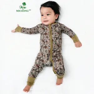 MIOZING Bamboo baby Pajama with Mittens Cuff Feet Snug fit Softness 2 Way Zipper Pjs 0-24 Months cute baby clothes