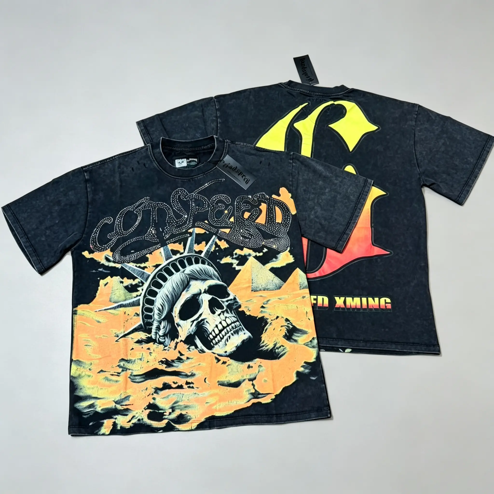 Y2K GODSPEED Professional Street Racer Graphic T-Shirt Men Women Vintage Washed 100% Cotton Oversized Tee