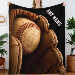 [Personalized Baseball Blanket] personalized baseball blanket with name, suitable for customizing a personalized sports-themed throw blanket with names on it, perfect as Father's Day birthday gifts for boys and men, great for sofas, beds, travel