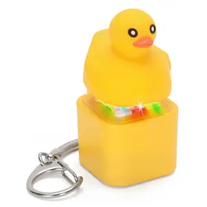 Duck Quacking Fidget Toy Rechargeable Quacking Duck Keychain with Colorful Lights Fun Portable Anxiety Relief Toy for Stress Relief