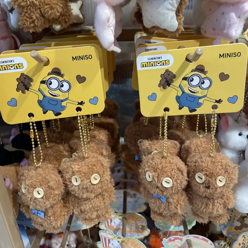 MINISO Minions Series TIM Double Plush Pendant. Exquisite Two-In-One TIM Bear Plush Design, Soft Fluffy Fabric, Compact Portable Size, Great For Summer Backpack Decor, Bag Matching And Desktop Display