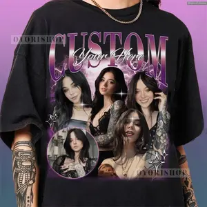 Custom Bootleg Girlfriend Boyfriend Vintage T-shirt, Personalised Retro 90s Collage Design Rap Tee , Global Trending Outfits