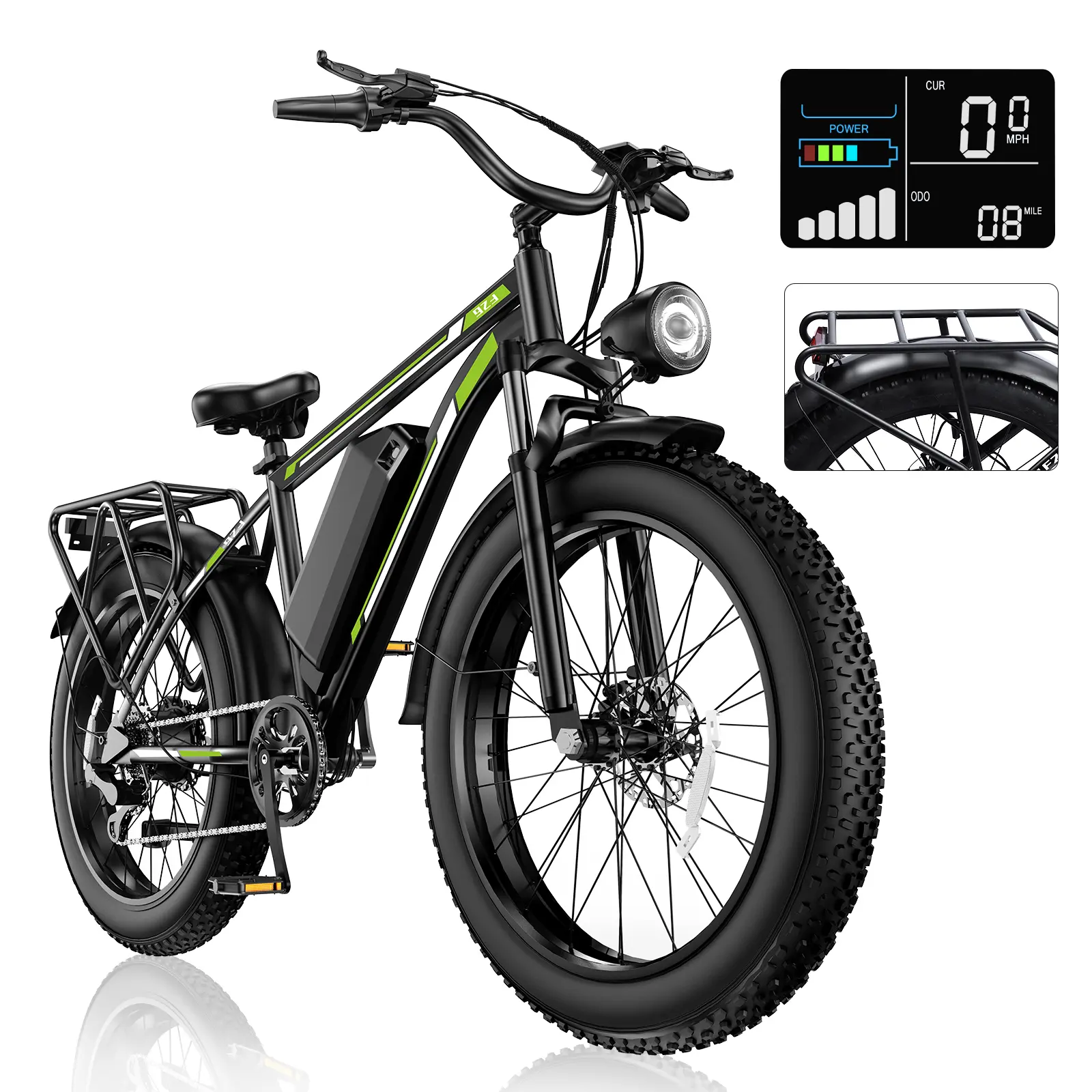 Adults' 26-Inch Off-Road Dual Suspension Ebike - 1000W 48V 15.6Ah Fat Tire Mountain Bike, Front & Rear Drive, Shimano 7 Gears, 50KM/H Top Speed, 35-50KM Range, CE UL2849 Approved, Fat Tires, Off-Road Riding