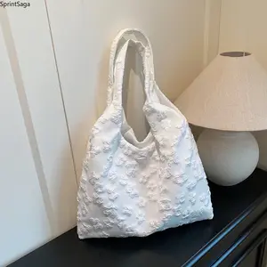 Women's Elegant Floral Lace Purses - Pale Pink White Flouncy Design, Zipper-Closed, Lightweight Shoulder Tote Bags with Sturdy Strap, 2026 New Spring Summer Fashion (Sports & Outdoor Fan Shop Accessory), Women Purses
