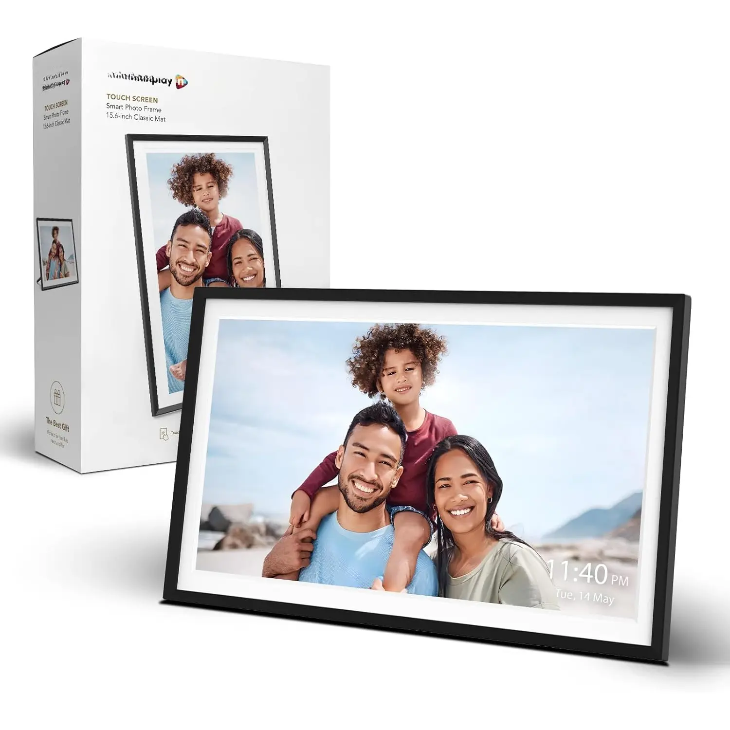 Nixplay 15.6" WiFi Digital Photo Frame - Modern Synthetic Home Decor for Room, Father's Day Gift, 1920x1080 FHD IPS Touch Screen, Easy Photo-Video Sharing via Nixplay App, Auto-Rotate, Free Cloud Storage