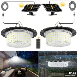 Solar Shed Light Portable 244 LED 360° Glow Waterproof with Remote Control for Shed Barn Gazebo Yard Patio Garage IP65 Waterproof 6V/3.5W Monocrystalline Silicon Solar Panel