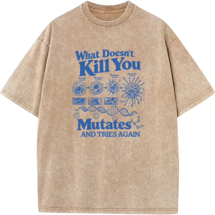 Funny Science Nerd Tee – Washed Biology Shirt Featuring Bacteria, Virus, and Genetics Designs for Science Lovers and Teachers