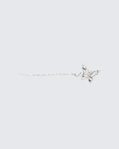 Arienne Silver Molten Butterfly Hair Pin