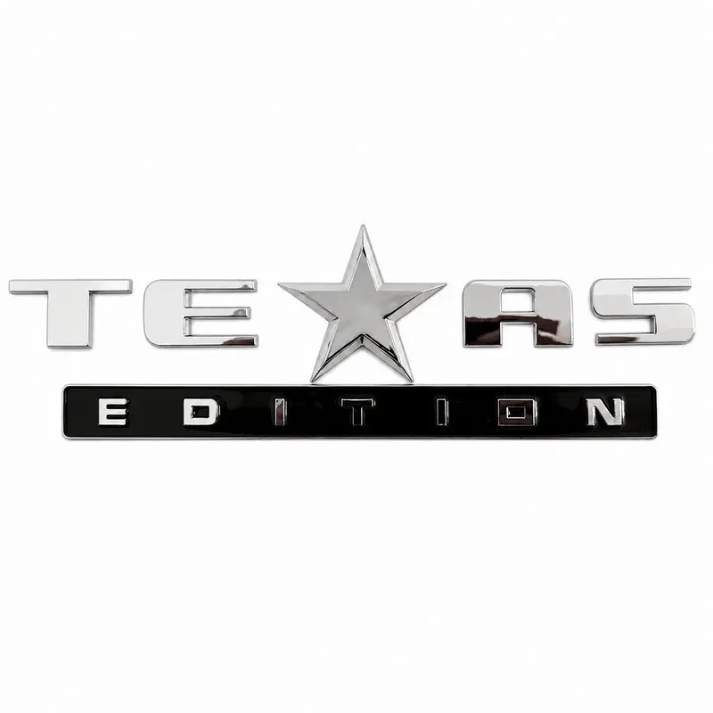 Texas Edition Metal Car Sticker Emblem, Silver Black