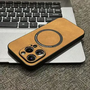 Magnetic phone case with leather material phone case suitable for iPhone 17 16 15 14 13 12 Pro Max Air