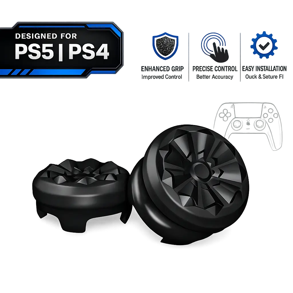 Professional Gaming Thumb Grip Caps for PS4 & PS5 Controllers | Anti-Slip Rubber Joystick Covers | Enhanced Precision, Comfort & Control | 1 High-Rise + 1 Mid-Rise