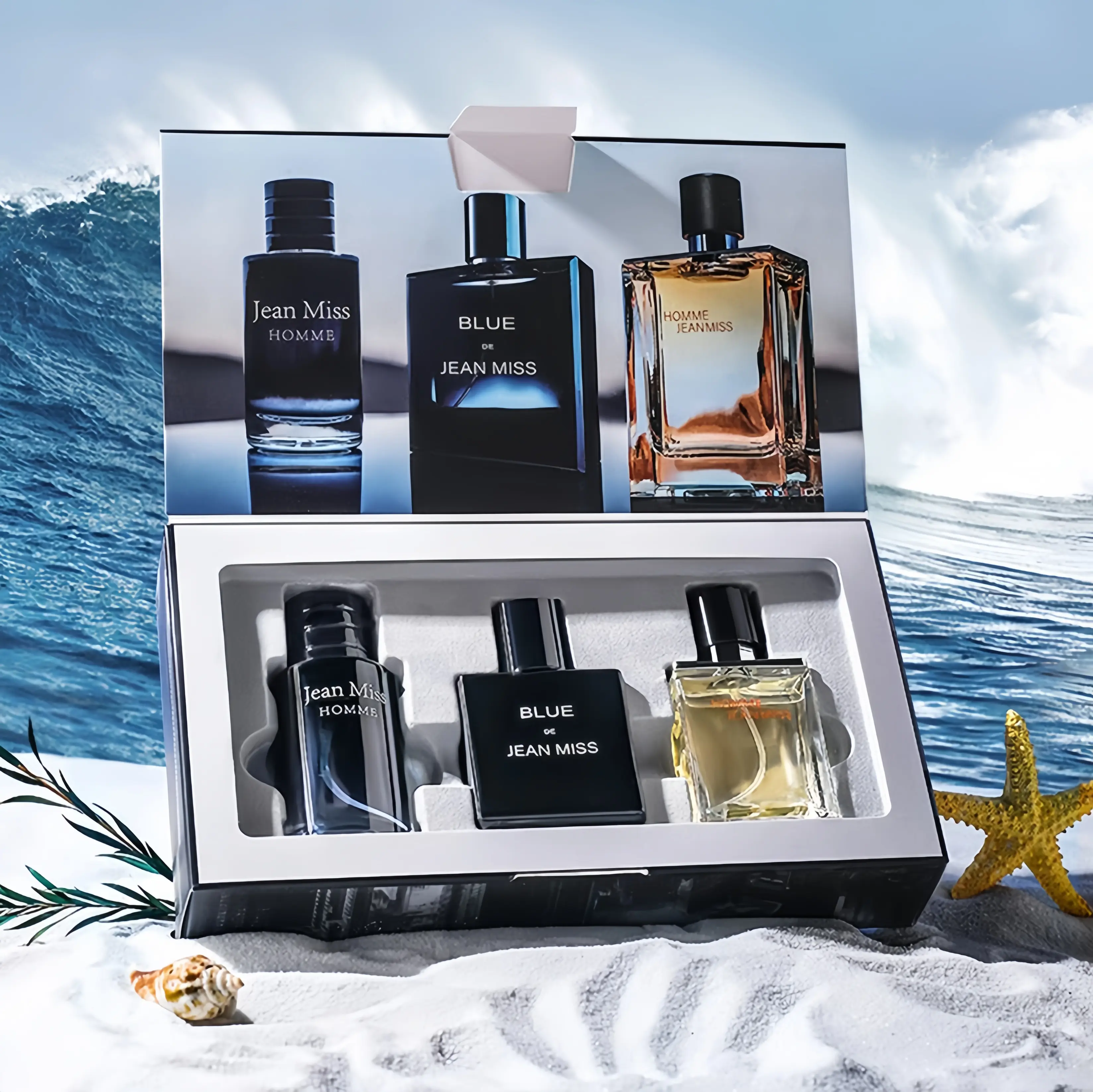 JEAN MISS Men's 3x30ml Eau de Toilette Gift Set - Deep Wood Fragrance, Long-Lasting, Exclusive & Sophisticated, for Daily/Date Use, Ideal Gift for Boyfriends, Vanilla-Scented Cologne Set for Men