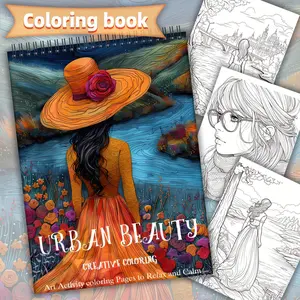 City Girl Themed Coloring Book, 24 Pages Heavyweight A4 Paper, 11.22 X 8.26 Inches, Single-Sided Coloring, Festive Gift Idea, Watercolor Workbooks, Watercolor Painting Book