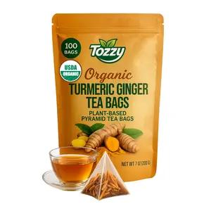 Organic Anti-Inflammatory Tea - Turmeric & Ginger | 100 Count | Plant-Based Pyramid Tea Bags, Eco-Conscious, Pure Herbal Ingredients