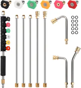 Pressure Washer Extension Wand Upgrade, 9 Pack Power Washer Lance with 6 Nozzle Tips, 30°,90°,120° Curved Rod, 1/4" Quick Connect, 4000 PSI