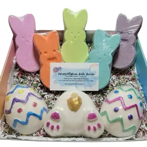 Easter Bath Bomb Box - Assorted Easter Bunny Bath Bombs in Various Colors with Decorative Bunny Shapes