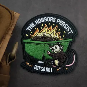 The Horrors Persist But So Do I Tactical Patch Mouse Hook&Loop Meme Embroidery Patches Military Morale Badge Backpack Stickers