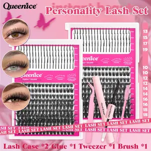 240pcs False Eyelash Extension Kit, DIY Eyelash Extensions, Single Cluster Lashes, Mixed Lengths 10-18mm, Reusable, Beginner Friendly, Includes Glue, Tweezers, Brush