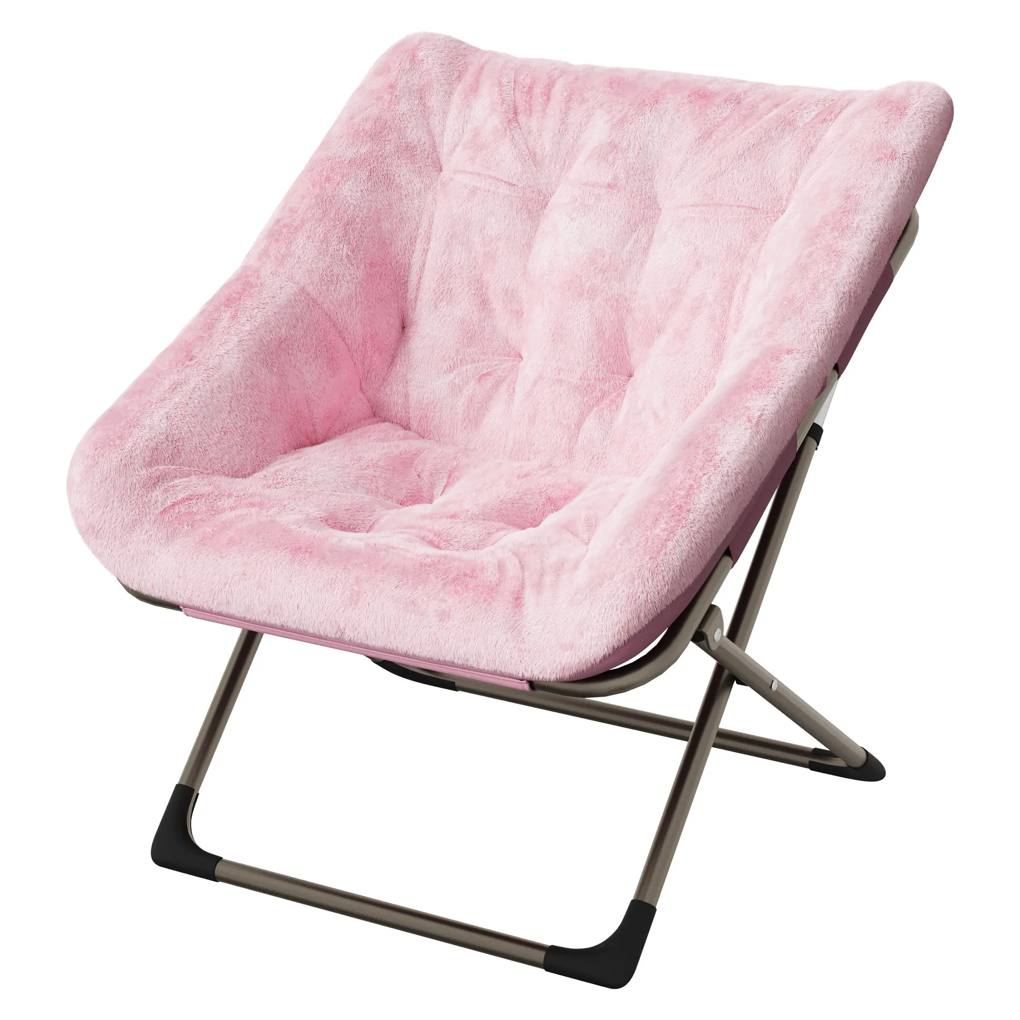 Garvee Comfy Collapsible Saucer Chair for Bedroom – Soft Faux Fur Accent, Sturdy Metal Frame, No Assembly, 300LB Capacity – Ideal for Living Room, Dorm, Apartment, Small Spaces, Indoor Lounge, Reading