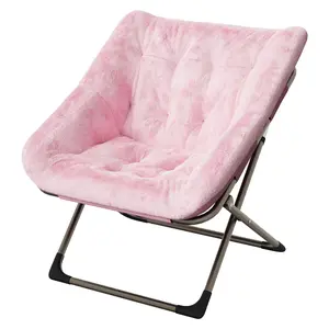 Garvee Comfy Collapsible Saucer Chair for Bedroom – Soft Faux Fur Accent, Sturdy Metal Frame, No Assembly, 300LB Capacity – Ideal for Living Room, Dorm, Apartment, Small Spaces, Indoor Lounge, Reading