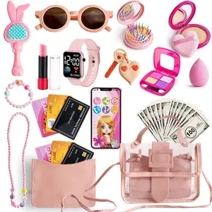 Princess Role Play Toy Set for Girls, Includes Realistic Makeup Props, Watch, Phone, Necklace, Bracelet, Keys, Glasses, Card, Ages 3-8, Pretend Play Set