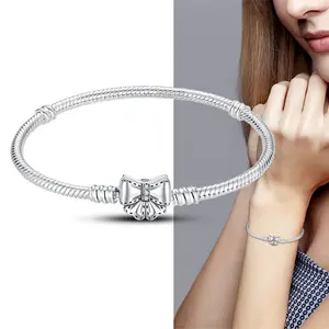 S925 Sterling Silver Original Jewelry Afternoon Tea Butterfly Bracelet DIY Beaded Ladies Fashion Jewelry Original Bracelet Holiday Birthday Gift