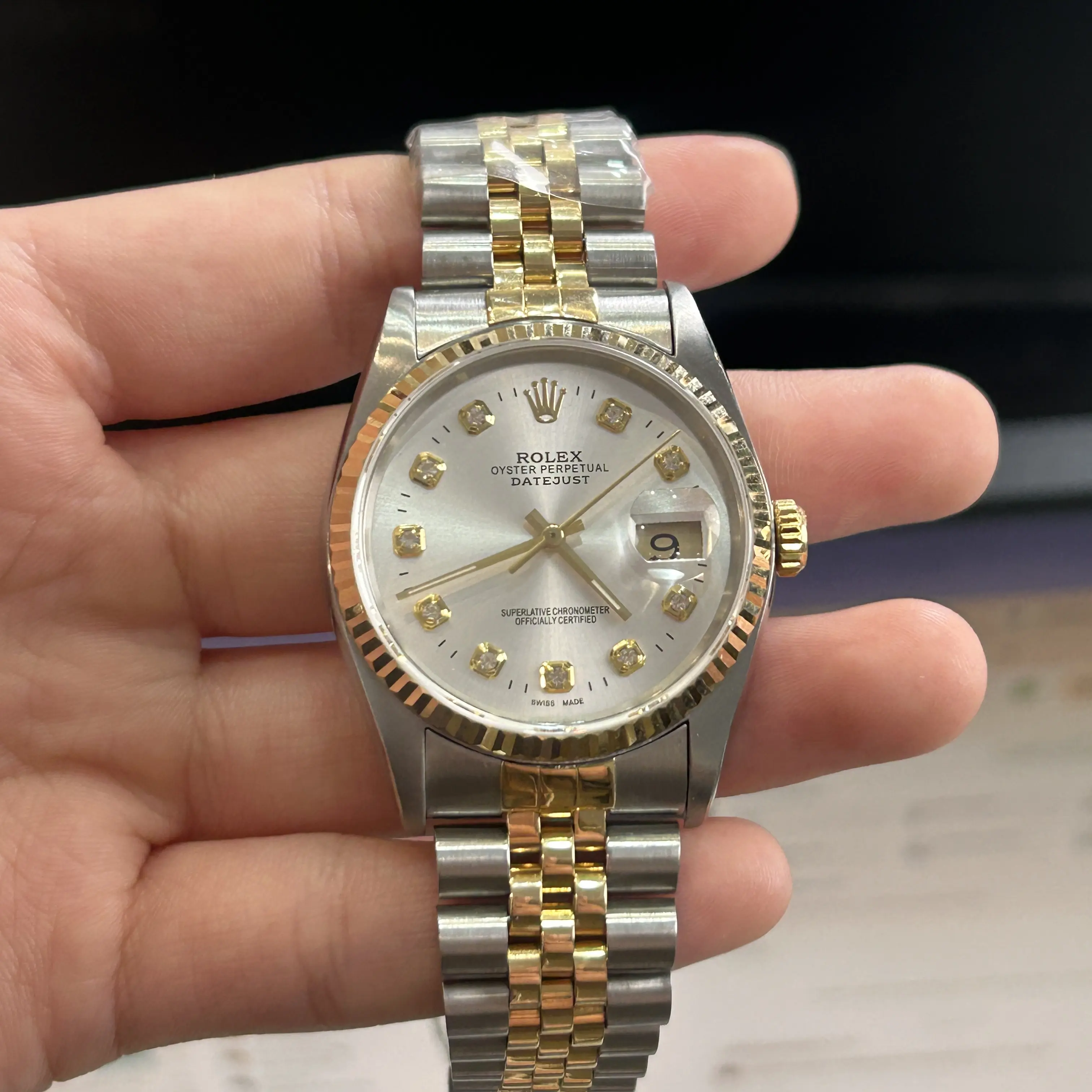 Rolex Datejust 36 Two-Tone 18k Yellow Gold & Steel - Custom Green Dial with Diamond "VI" & "IX" WHP040209