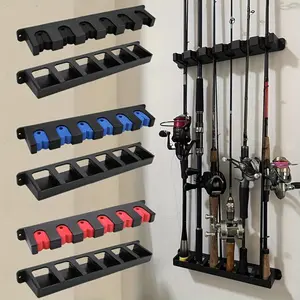 Wall Mounted Fishing Rod Holder, 1/6 Sets Easy To Install Spinning Rod Reel Fishing Rod Rack, Fishing Accessories for Garage & Sports Equipment Storage, Organiser