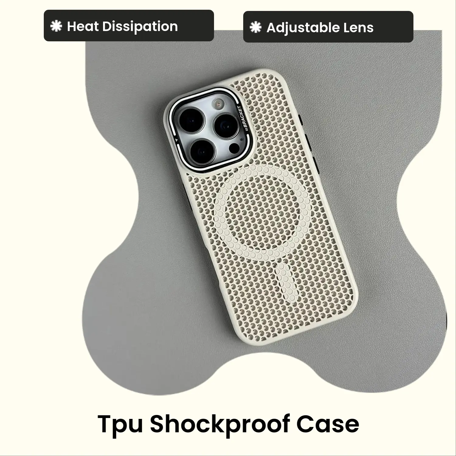 WANRUI Durable TPU Airway Smartphone Case - Mobile Phone Cover with Heat Dissipation, Hollow Back, Adjustable Lens Frame, Shockproof Protection, Stand for 12-16 Model Cellphones, Casing & Accessories