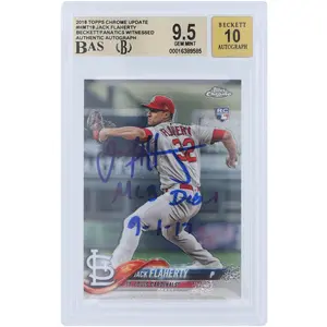 Jack Flaherty St. Louis Cardinals Autographed 2018 Topps Chrome Update #HMT18 Beckett Fanatics Witnessed Authenticated 9.5/10 Rookie Card with "MLB Debut 9-1-17" Inscription - Fanatics Authentic Certified