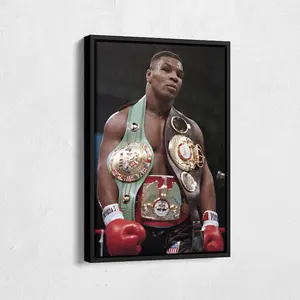 Mike Tyson With Belts Poster Boxing Wall Art Home Decor Framed Art