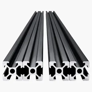 VEVOR 4PCS 47.2 in (1200mm) T Slot 2020 Aluminum Extrusion Profile,  European Standard Anodized Linear Rail, High-Strength Extruded Aluminum Rail for 3D Printer, CNC Machine DIY, Laser Engraving, Black